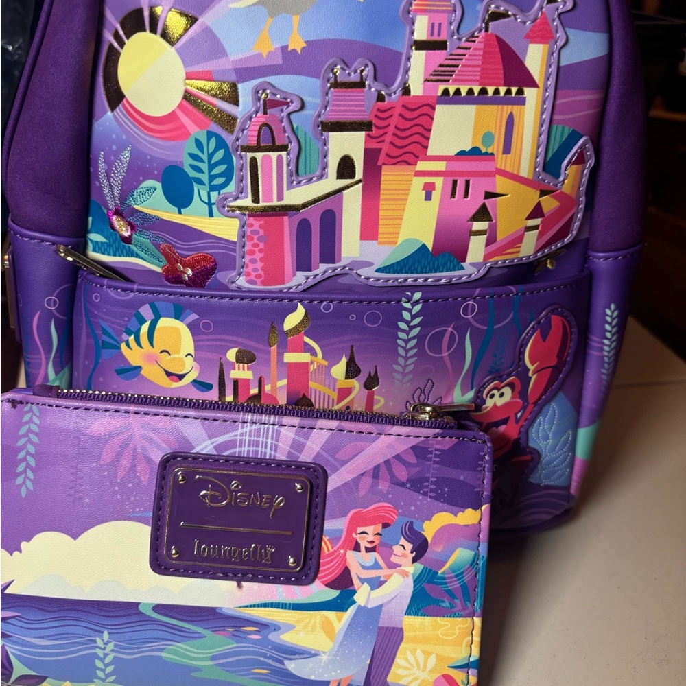 Brand NWT Disney Loungefly Little Mermaid Backpack and matching Wallet (nwot)